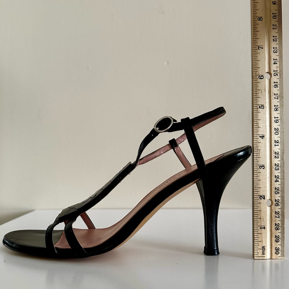 Anne Klein | Strappy Black Leather Dress Sandals Sz 7.5 - Picture 4 of 6